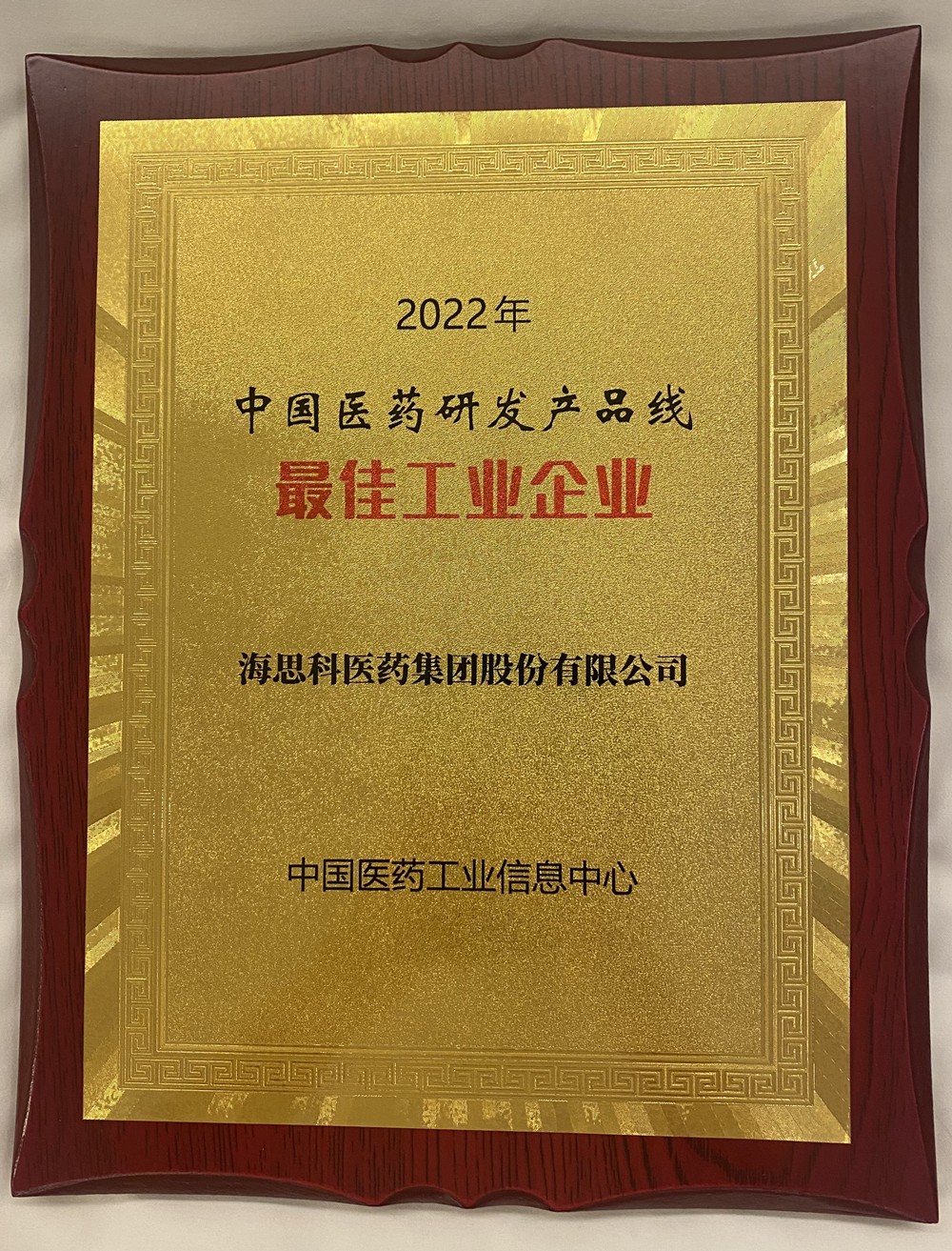 海思科荣获中国医药研发金沙国际总站线最佳工业企业